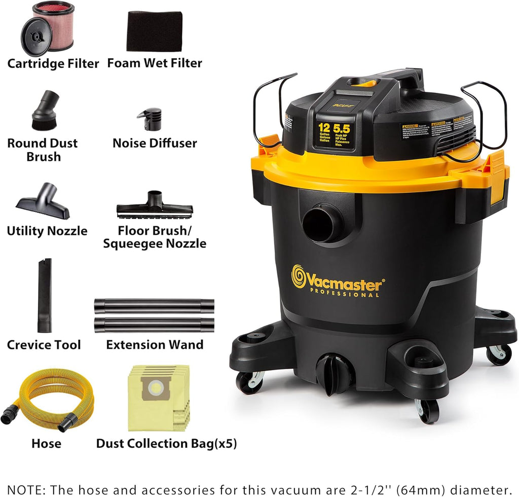 Vacmaster Professional Beast Series 12-Gallon 5.5 Peak HP Wet/Dry Vacuum- VJH1211 PF 0205