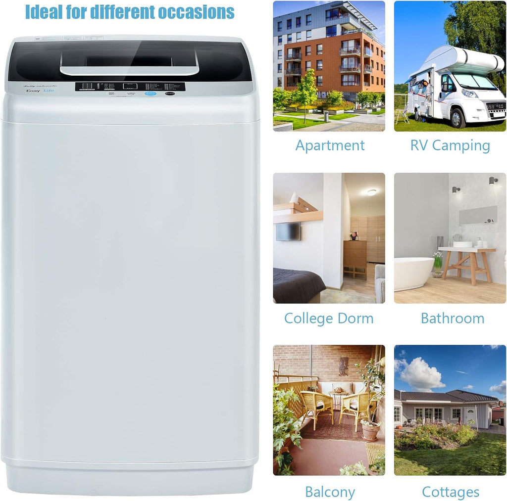 COSTWAY Portable Washing Machine, 2-in-1 Laundry Washer and Spin Combo with 10 Programs, 8.8lbs Capacity, Drain Pump and LED Display, Full Automatic Washer for Apartment, RVs, Dorm, Grey
