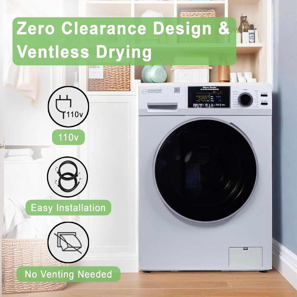 Equator All-in-one Washer Dryer Ventless FULLY BUILTIN 0-CLEARANCE 1.62cf/15lbs 110V 1400RPM