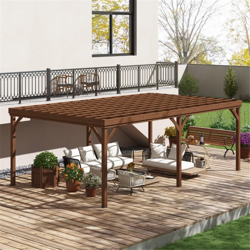 Outdoor Fir Wood Gazebo 20x12x7.2ft- Heavy-Duty Backyard Pavilion with Anti-Corrosion Hardware, Pre-Assembled Panels - Weather-Resistant Garden Patio Shelter, Natural Wood Finish