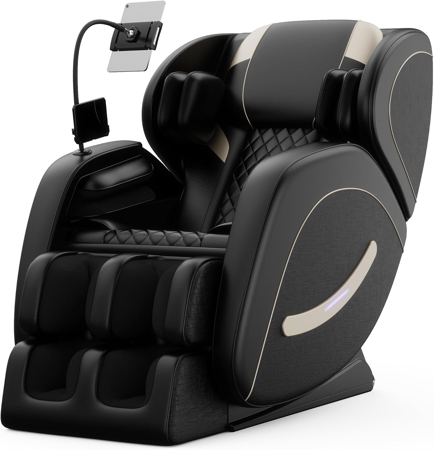 Zero Gravity Massage Chair Recliner with 8 Roller Heads, Full Body Air Pressure System, Heated Waist and Legs, Foot Roller Therapy, Bluetooth Audio, Automatic Programs for Home Office, Black
