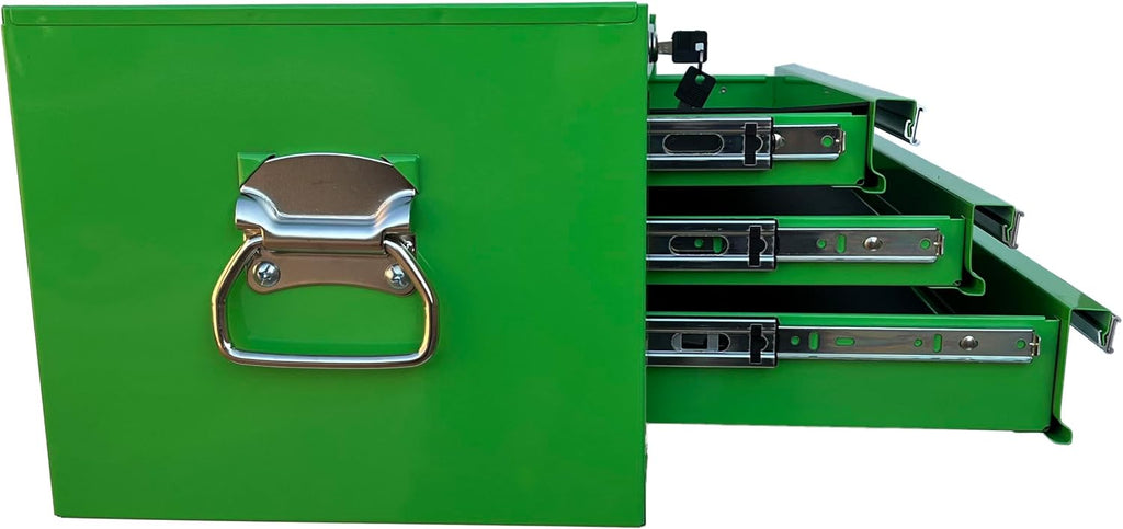 Workington Industrial 3 Drawers Portable Metal Intermediate Box, 26' Middle Tool Chest Cabinet with Ball Bearing Drawer Slides, Steel Tool Storage Box Organizer 4009 Green