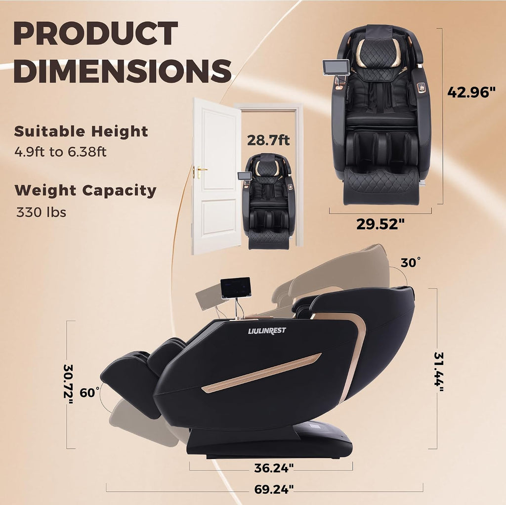 2026 4D Massage Chair Full Body, Zero Gravity Massage Chair with SL-Track & Heating, Massage Shiatsu Recliner Chair with Smart Voice Control, Touchable Screen, Airbags, Foot Rollers (BLACK)