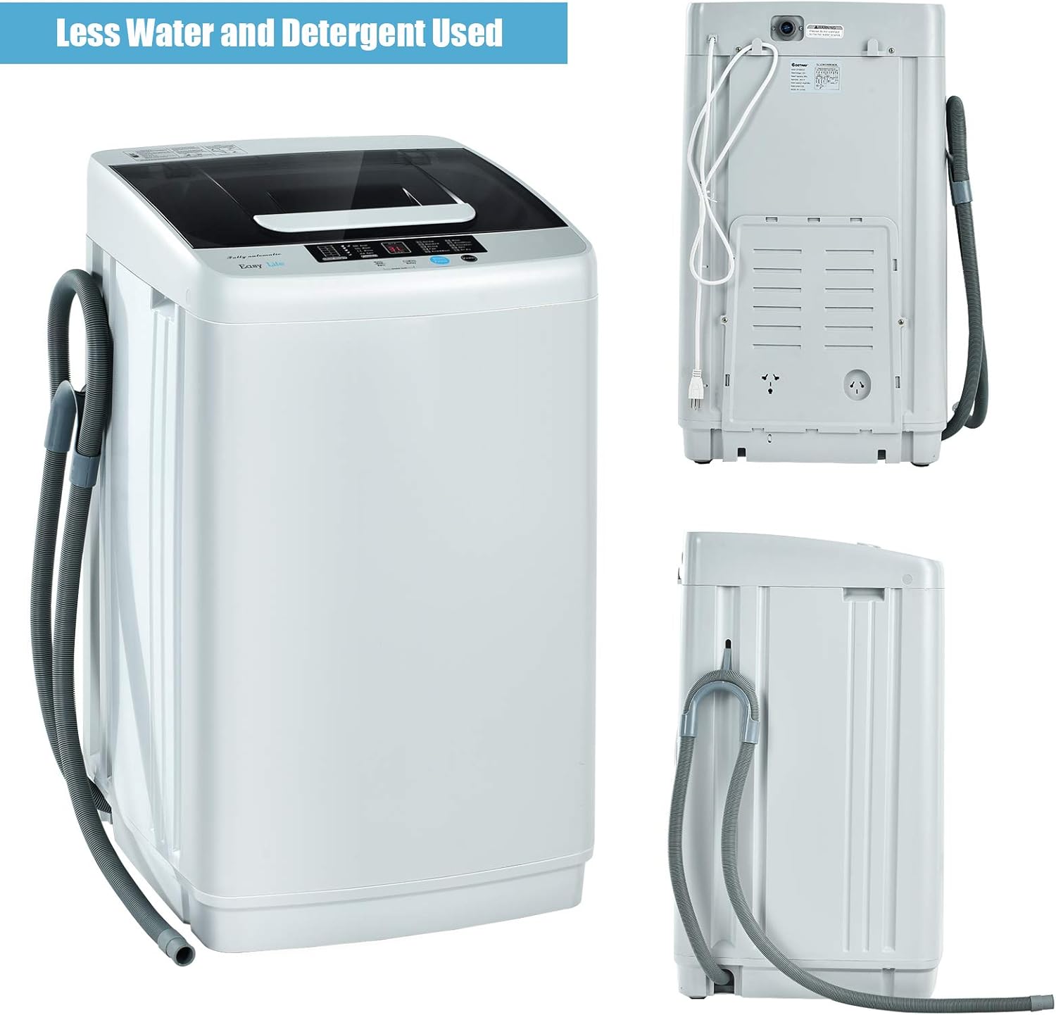 Giantex Full Automatic Washing Machine, 2 in 1 Portable Laundry Washer, 8.8lbs Washer and Spinner Combo, 1.04 cu.ft 10 Programs Built-in Drain Pump, Energy Saving Top Load for Apartment Dorm