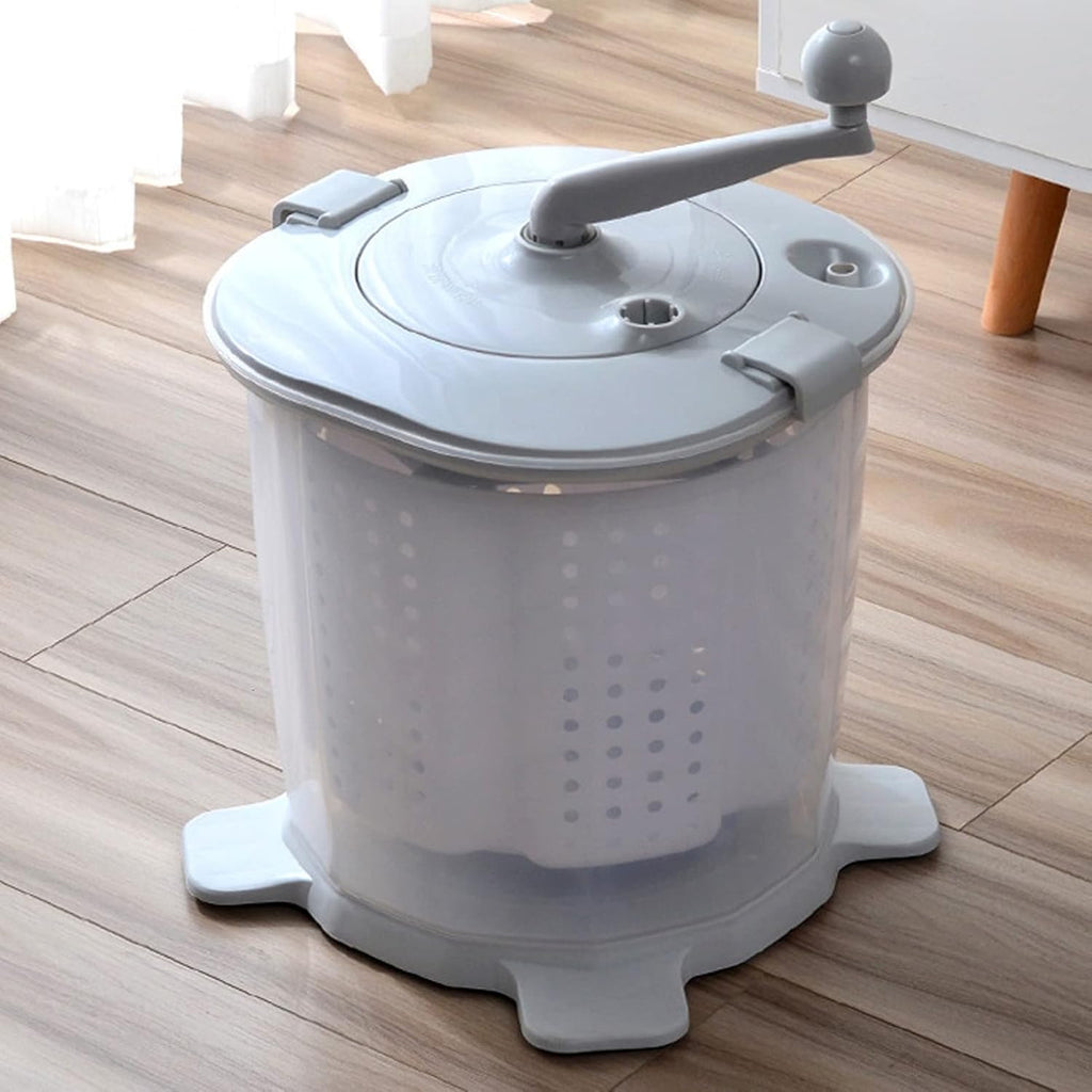 Portable Hand Crank Manual Washing Machine, Non Electric, Nordic Grey, for Dormitory Apartment Camping
