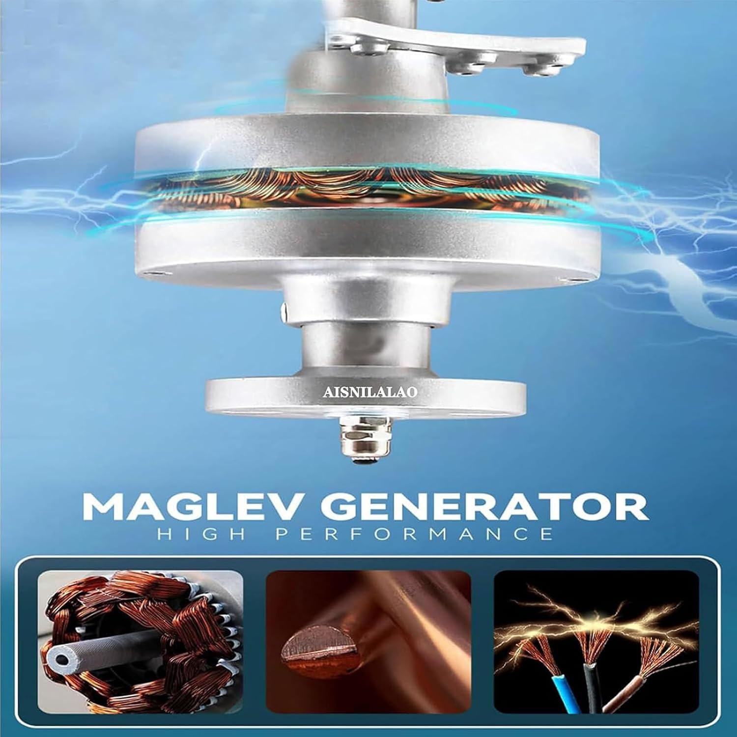 3000W Vertical Axis Wind Turbine Generator with MPPT Controller, 3 Blades, Ideal for Hybrid Wind-Solar Systems, Electricity Production for Boats & Street Lighting 48V