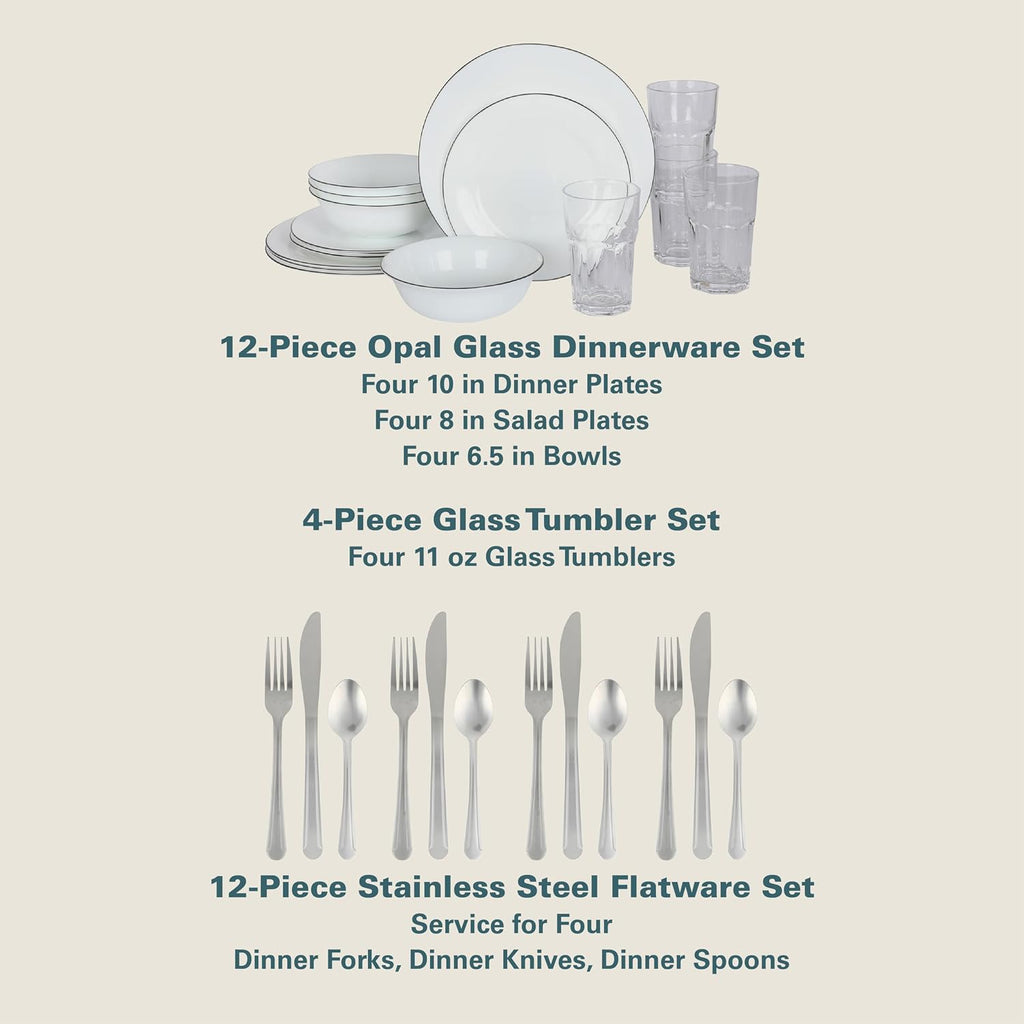 Gibson Home 74 Piece Kitchen in a Box Pots and Pans Cookware, Plates and Bowls Dinnerware, Cutlery Knife Block, Flatware Utensils, Tools & Gadgets, Storage, Glasses Set