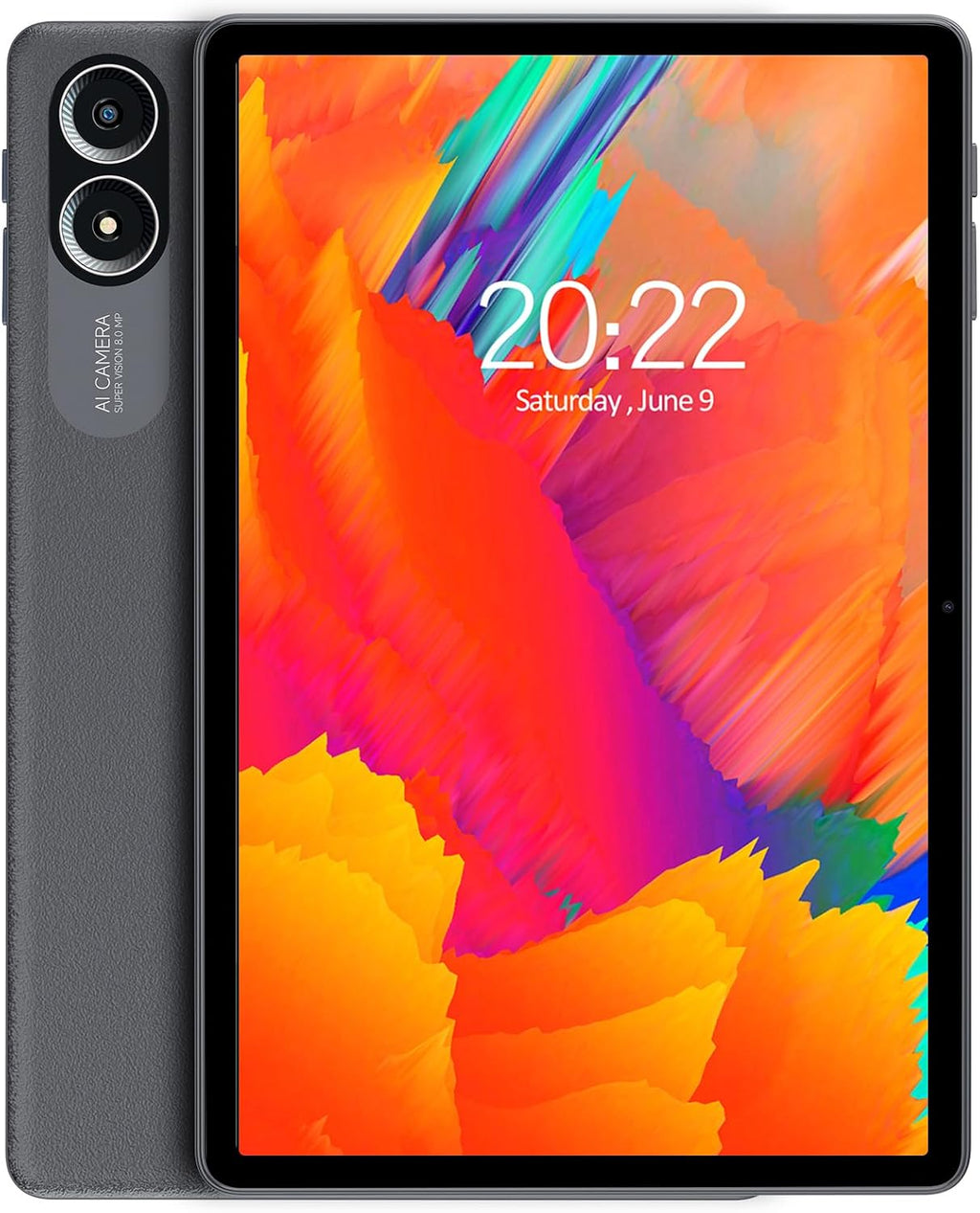 PRITOM 11'' Tablet, TAB15 Tablet Android 14, Octa-Core, 128 GB, FHD IPS Display, 5GHz WiFi6, 8000mAh Long Battery Life, Bluetooth, Double Box Speakers, Solid Gray, with Leather Case