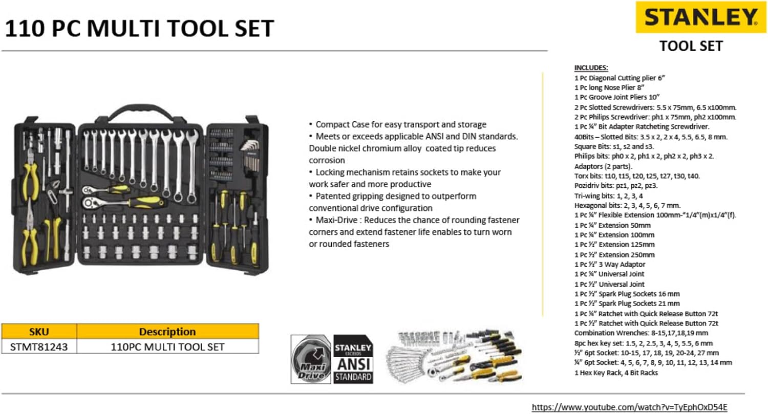 Stanley 110 Pcs Multi Purpose Tool Set