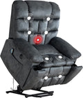 IOMOR Power Lift Recliner Chair for Elderly with Massage and Lumbar Heating, Overstuffed Electric Lift Chair with 2 Side Pockets and Cup Holders, USB & Type-C for Living Room, Textile Green Gray