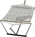GarveeHome Double Hammock with Heavy-Duty Steel Stand, 2 Person Portable Hammock, 450LBS Max Weight Capacity, Easy Assembly, Ideal for Indoor, Backyard, Camping & Outdoor Use