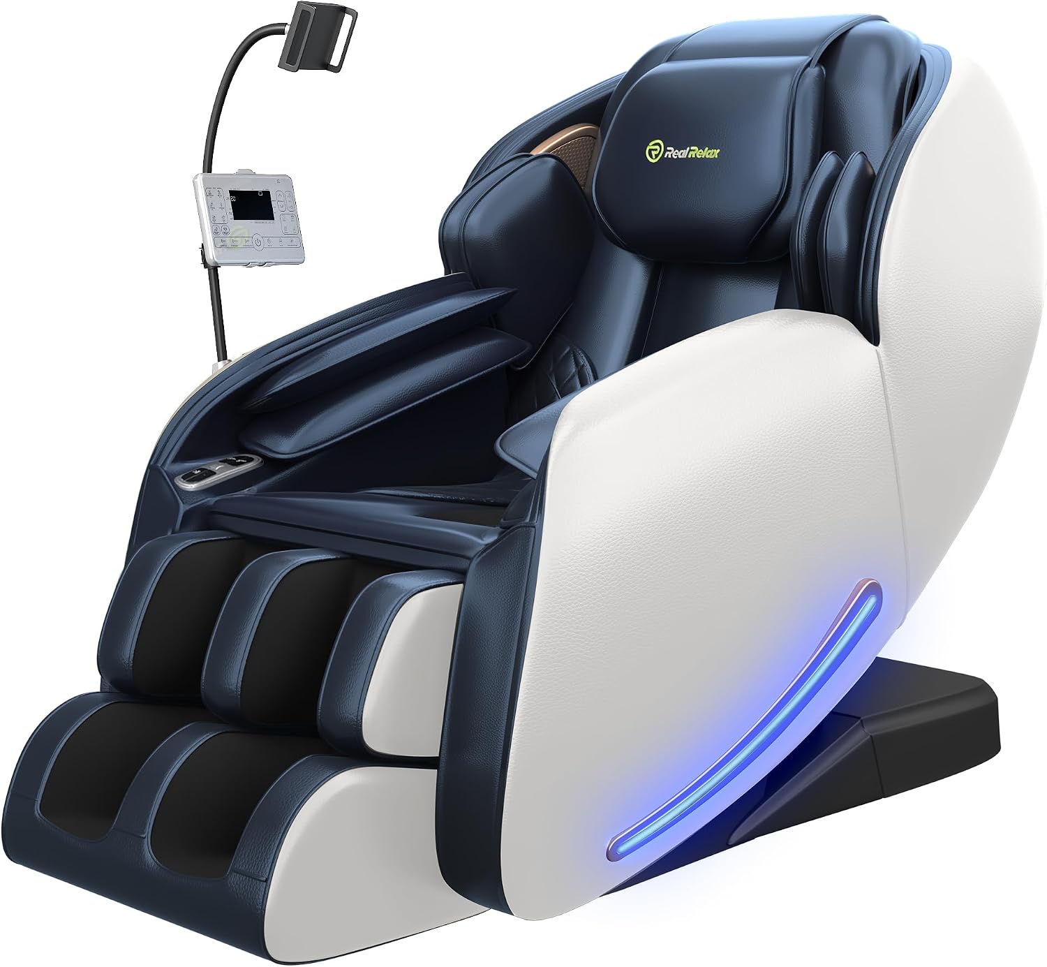 Real Relax Massage Chair Full Body with Unique Phone Controller,Heart and Blood Measurement, Zero Gravity 3D SL-Track Recliner with APP Control, Child Lock,Pause Button, Back Pad, Favor-06, Blue