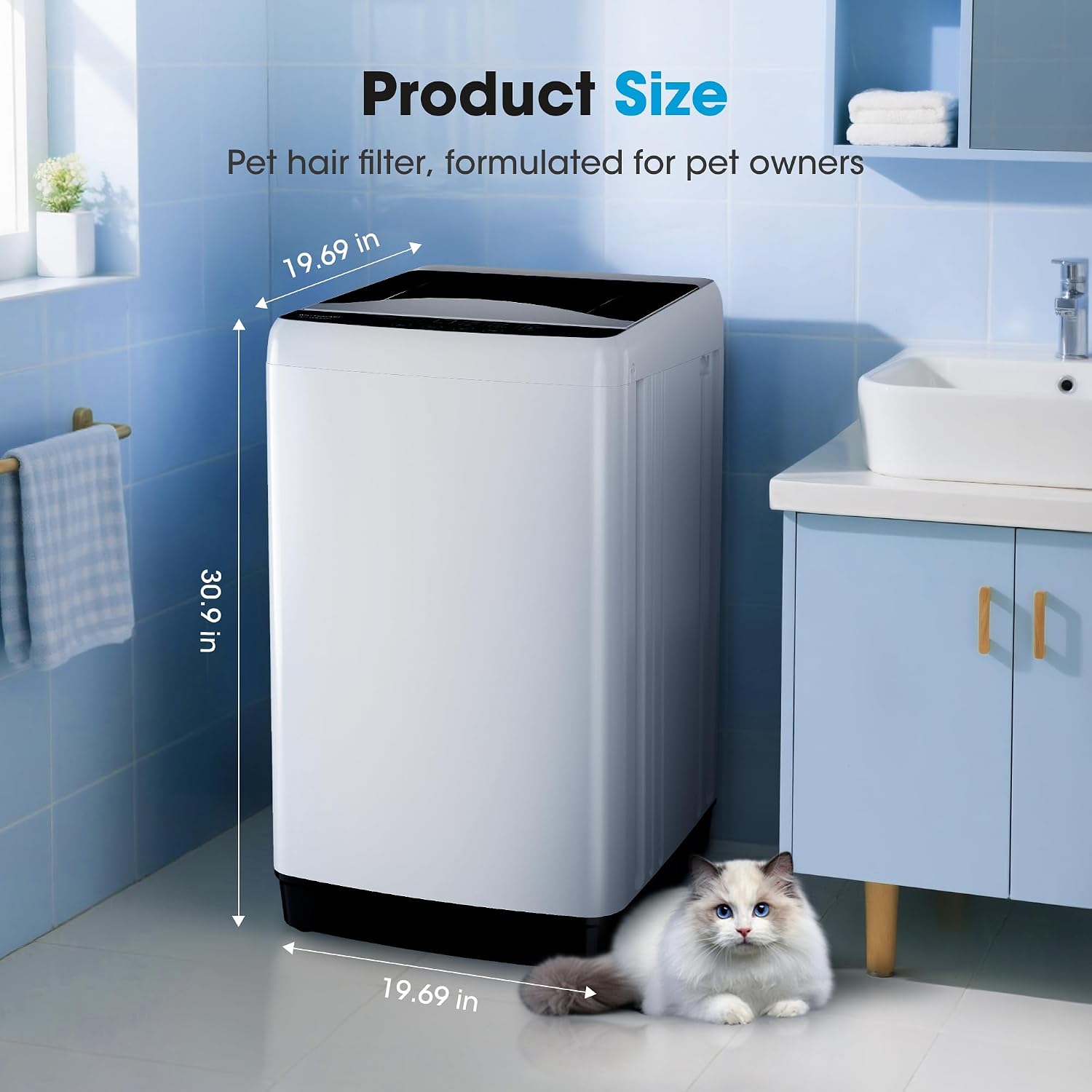 15.7lbs Portable Washing Machine, Full-Automatic Portable Washer,10 Wash Programs 6 Water Levels,Top Load Clothes Washer with Drain Pump for Apartment Bathroom, Dorms