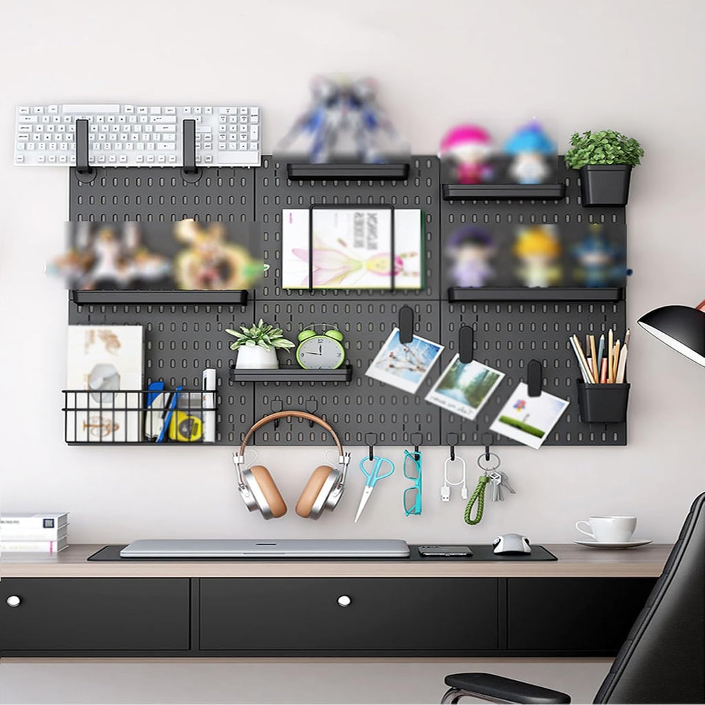 Pegboard Wall Storage Shelf,Plastic Pegboard Tool Organizer,Pegboard Combo Kit,Non-Perforated Pegboard Panels,Multifunctional Nail Board Wall Display Stand for Bedroom Kitchen Peg Board(12x1