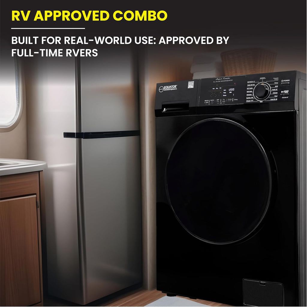 Equator All-in-One Washer Dryer VENTED-DRY 30% FASTER than Condense 15lb 110V in Black