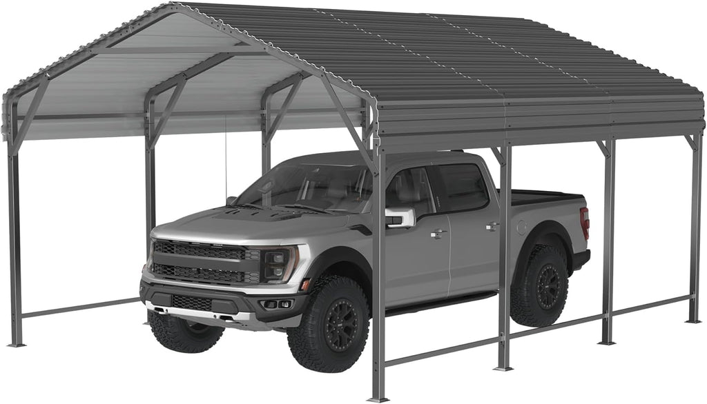 AIRWIRE 10x15 Metal Carport Carports with Enhanced Base Heavy Duty Garage Outdoor Galvanized Car Shelter for Car, Boats and Truck