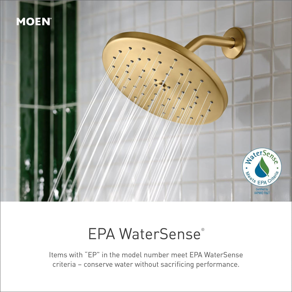 Moen Align Brushed Gold Eco-Performance Pressure Balancing Modern Tub and Shower Trim Kit with Showerhead, Lever Handle, and Tub Spout, Valve Required, T2193EPBG