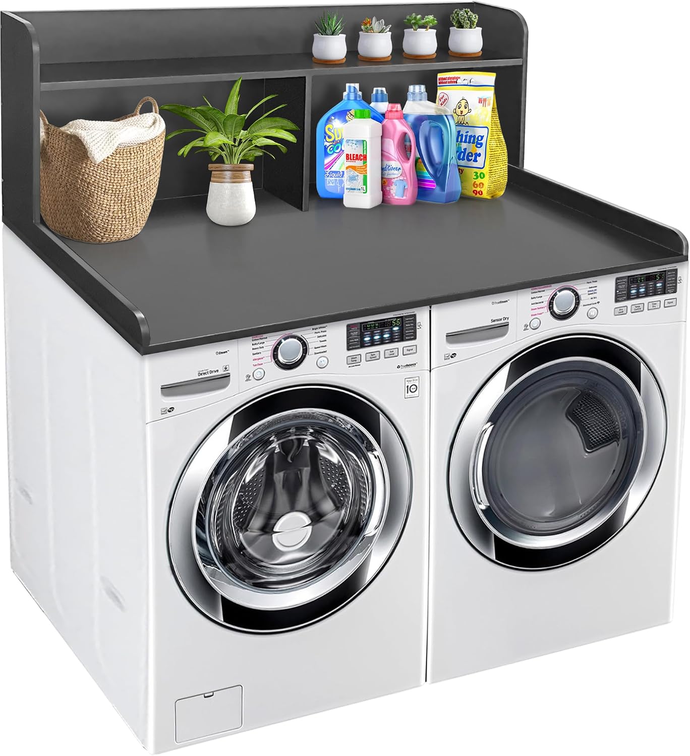 Royxen Laundry Countertop with 20' Shelf Universal Fit, Washer and Dryer Countertop with Storage Space, Black