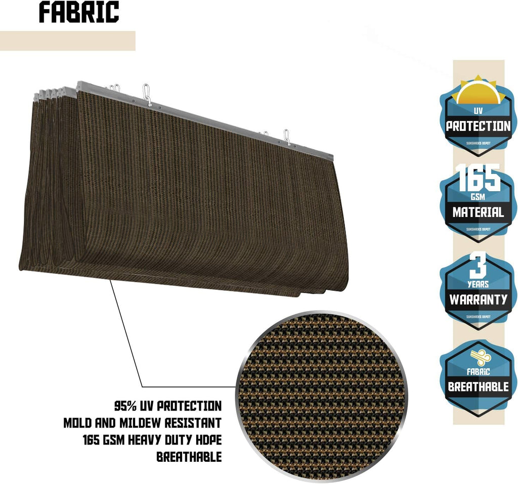 TANG 7' x 12' Pergola Cover Shade Canopy, Retractable Awning Sun Shades Outdoor Patio Pergolas Kit for Deck Backyard Gazebo, Wave Shade Sail with Hardware Wire Cable, Brown