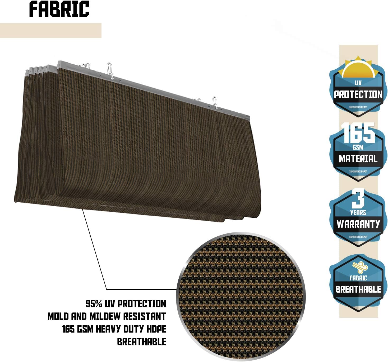TANG 7' x 12' Pergola Cover Shade Canopy, Retractable Awning Sun Shades Outdoor Patio Pergolas Kit for Deck Backyard Gazebo, Wave Shade Sail with Hardware Wire Cable, Brown
