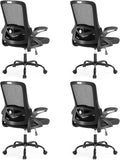Ergonomic Office Chair, Desk Chair with Adjustable Lumbar Support, Breathable Mesh Comfy Computer Chairs with Flip-up Armrests Executive Task Chair for Adults Home Office (4Pcs)