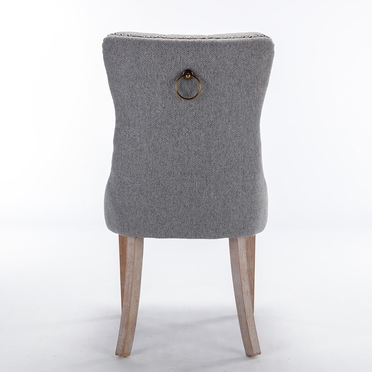 Ball & Cast Contemporary Upholstered Dining Chairs Set of 2, Button Tufted Kitchen Side-Chairs with Hang Ring & Nailhead Trims & Solid Wood Legs, 2-Piece Backrest Traditional Chair, Linen Gray