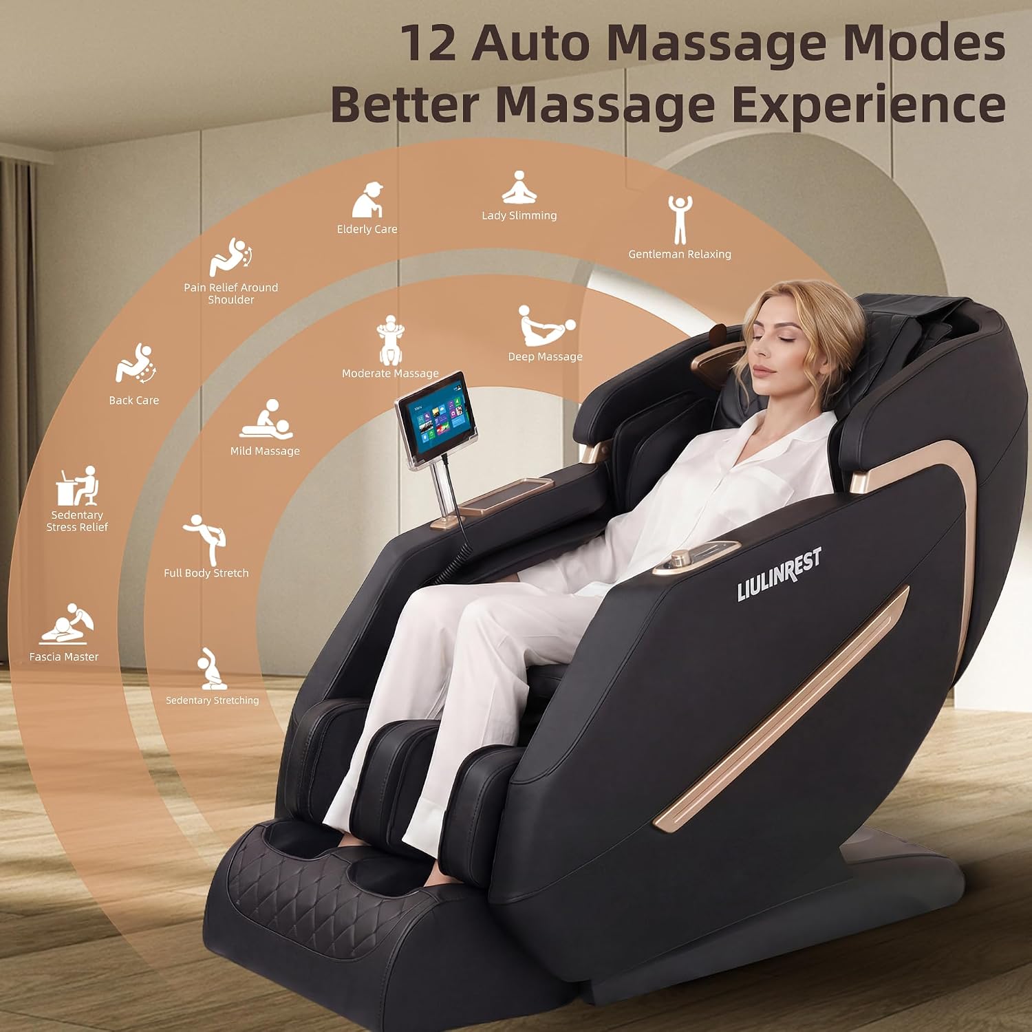2026 4D Massage Chair Full Body, Zero Gravity Massage Chair with SL-Track & Heating, Massage Shiatsu Recliner Chair with Smart Voice Control, Touchable Screen, Airbags, Foot Rollers (BLACK)