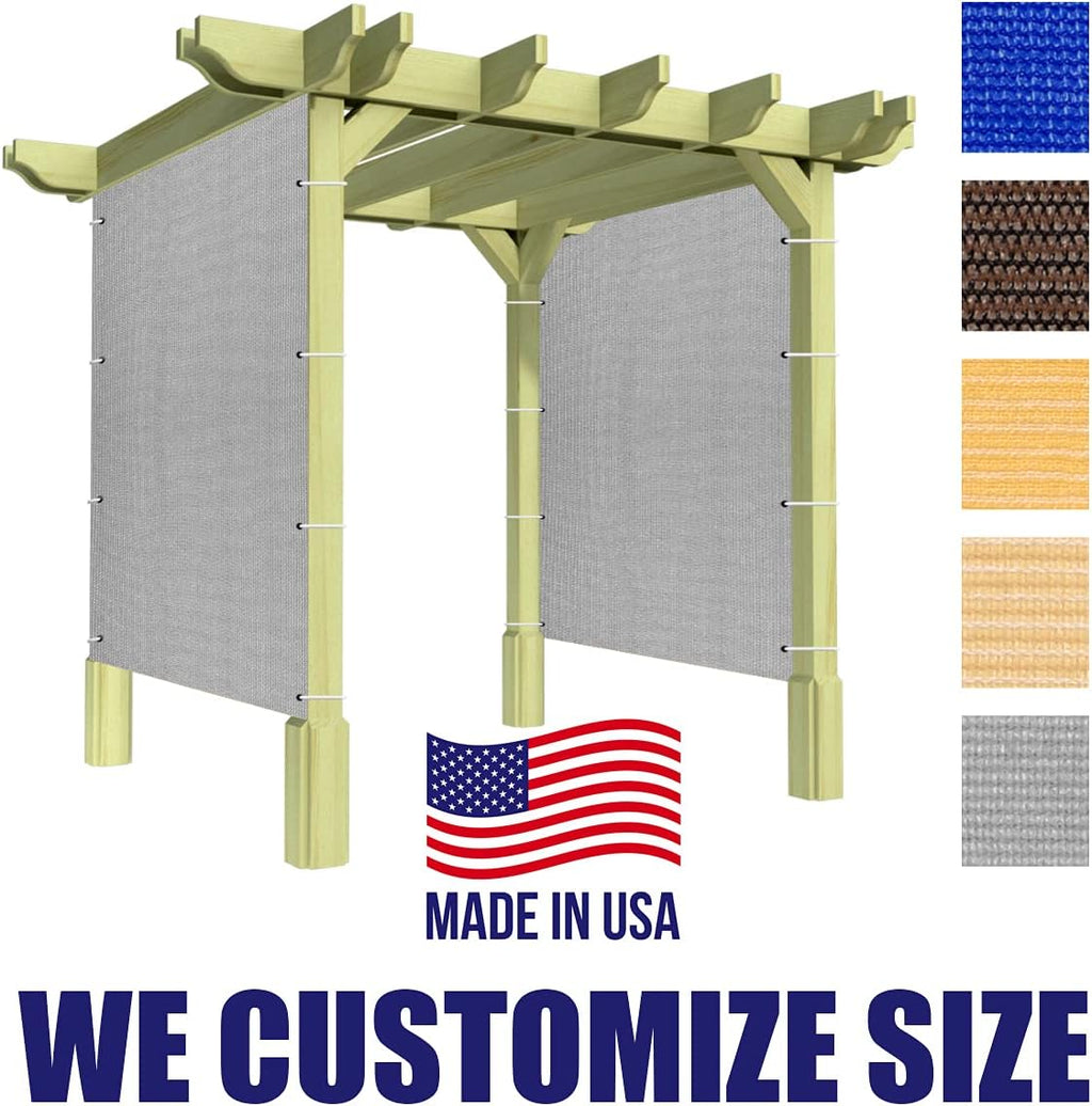 20' x 12' Grey Sun Shade Panel Privacy Screen, 95% UV Blockage Awning Shelter Fabric Cloth Screen for Pergola, Gazebo, Window, Patio - Heavy Duty Commercial Grade (Custom Size - Made in USA)