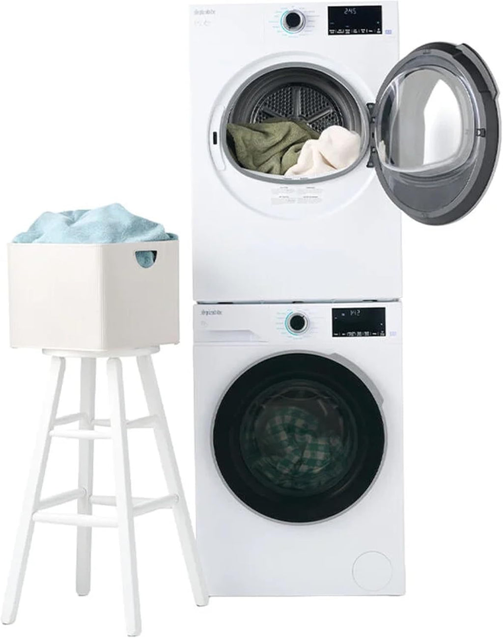 Splendide DV1725X & WFL2500X Replaces WFL1300XD Washer & DV6500X Dryer Stacked Bundle with Vent Kit & SK04 Stack Kit Included + Starter Laundry Powder - Updated Design- Freight Delivery