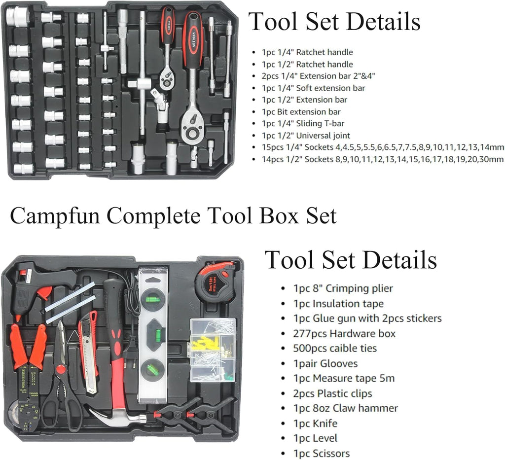899PCS Tool Set, Household Tool Kit with Rolling Tool Box, Complete Tool Box Set Hand Tool Set with Tool Box, Mechanic Tool Set Rolling Tool Set for Auto Repair/Home Tool Set (Black)