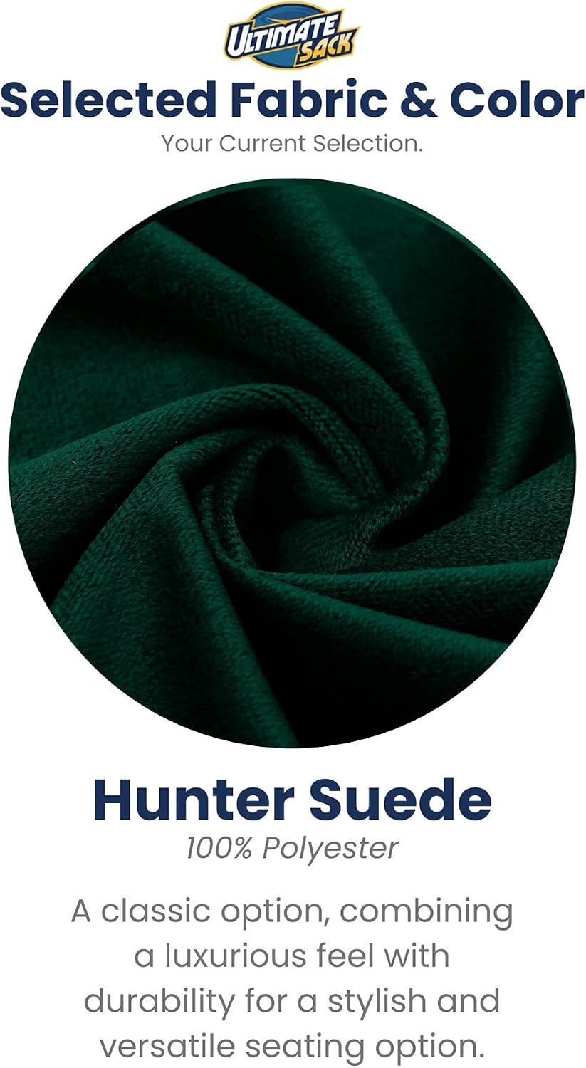 ULTIMATE SACK 3000 3-Foot Bean Bag Chair, Hunter Suede Cover – Oversized Foam Lounger, Floor Seat, Small Sofa, or Couch Bed for Living Area, Gaming Room, or Reading Lounge