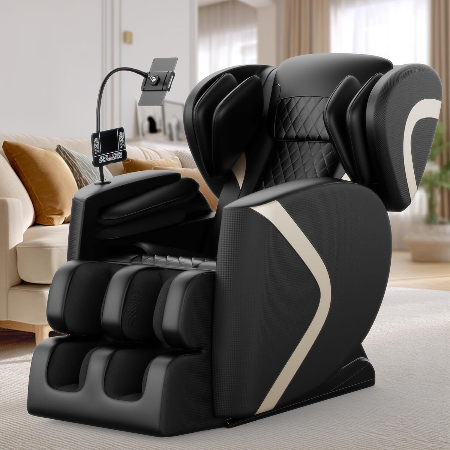 GDFStudio Full Body Massage Chair, Zero Gravity Recliner with Heating, Air Pressure, Foot Rollers, Bluetooth Speaker & Adjustable Intensity, 5 Automatic Modes for Home & Office Relaxation