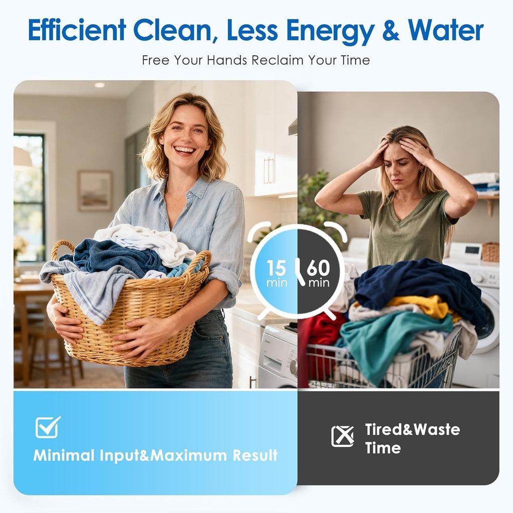 28lbs Portable Twin Tub Washing Machine & Spin Dryer Combo-Silver Ion Deep Cleaning, Dual Timer Control, Gentle/Normal Modes, Mini Laundry for Apartment, Dorm, RV, Camping (Blue)