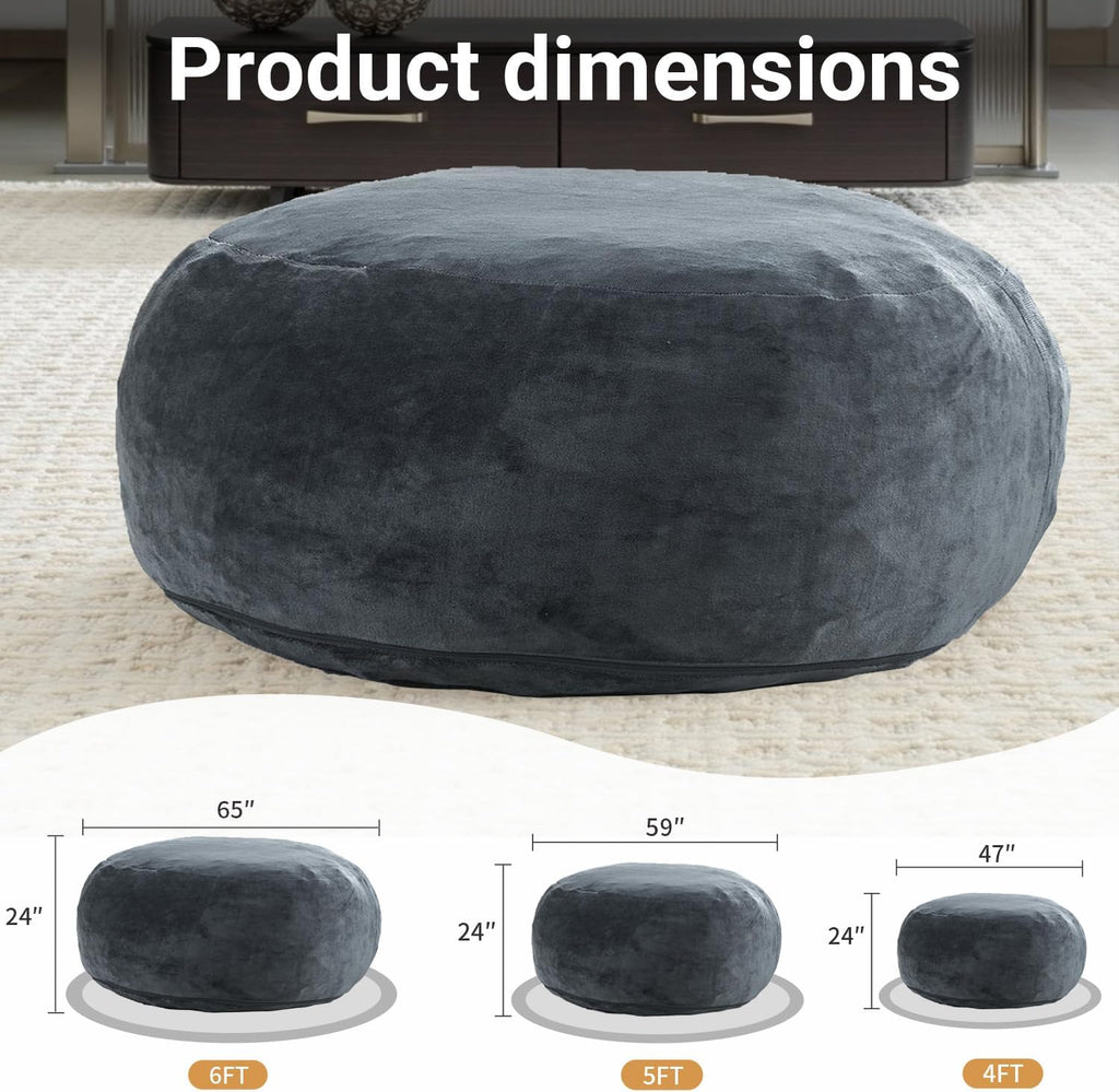 Giant Bean Bag Chairs for Adults,5FT,Bean Bag Chair with Filler Included,Highly Resilient Memory Foam Chair,Jumbo Bean Bag,Suitable for Bedroom and Dormitory Game Chair. (Apricot, 5 Foot)