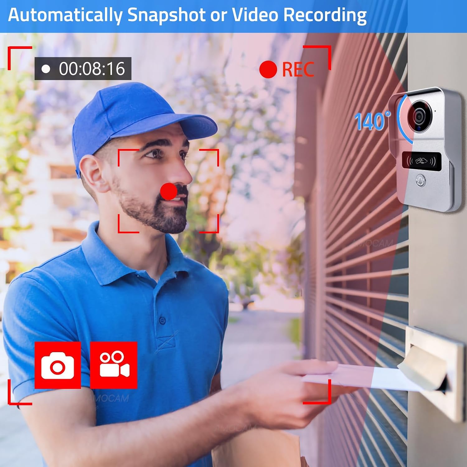 2-Wired Video Intercom System, Video Doorbell Camera with 10 inch Touch Screen, Timbre con cámara, Wireless WiFi Tuya APP Remote Control Door Bell Phone for Home Villa Apartment