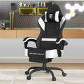 Soontrans Linen Fabric Ergonomic Black Gaming Chair with Massage Lumbar Pillow, Computer Chair with Wide Seat 20',Gamer Chair with Adjustable Headrest, Comfortable Office Chair for Home & Gaming