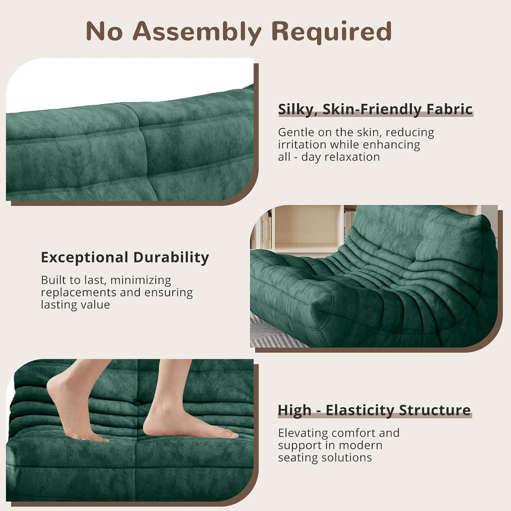 Bean Bag Chair - Corner Sofa, Fireside Chair Bean Bag Sofa Large Bean Bag Chair for Adults,Fireside Floor Couch for Living Room, Bedroom, Gaming (Yellow, Single) (Green, Loveseat)