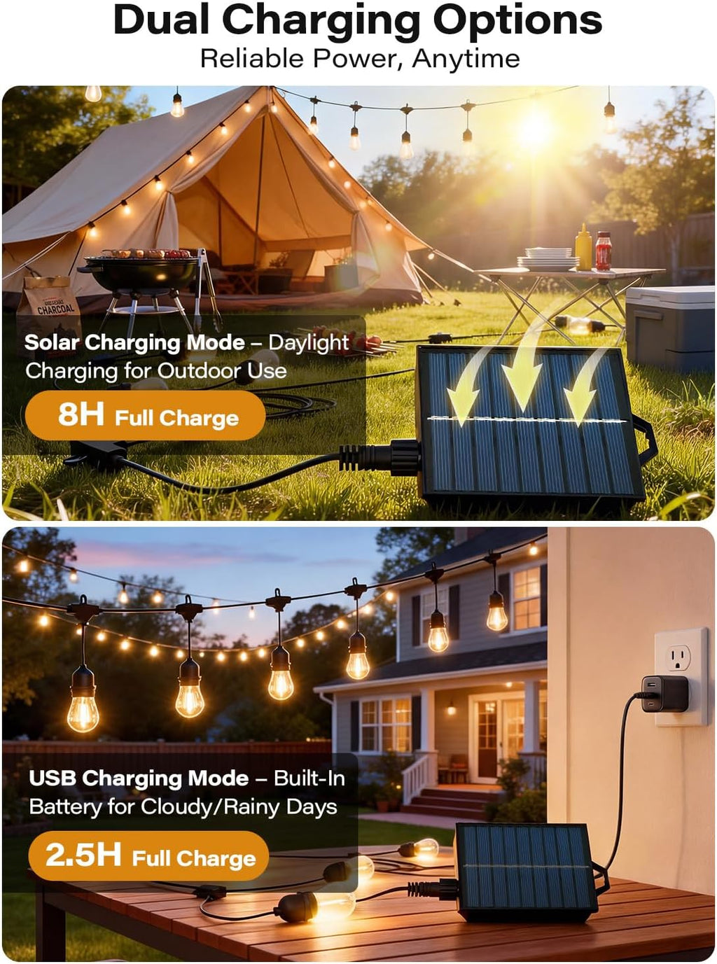 LAUSAINT HOME 10'x10' Outdoor Gazebo with 50FT String Lights, Metal Heavy Duty Patio Canopy Tent with Double Roofs, Mosquito Nettings and Privacy Screens for Backyard, Garden, Lawn, Classic Khaki