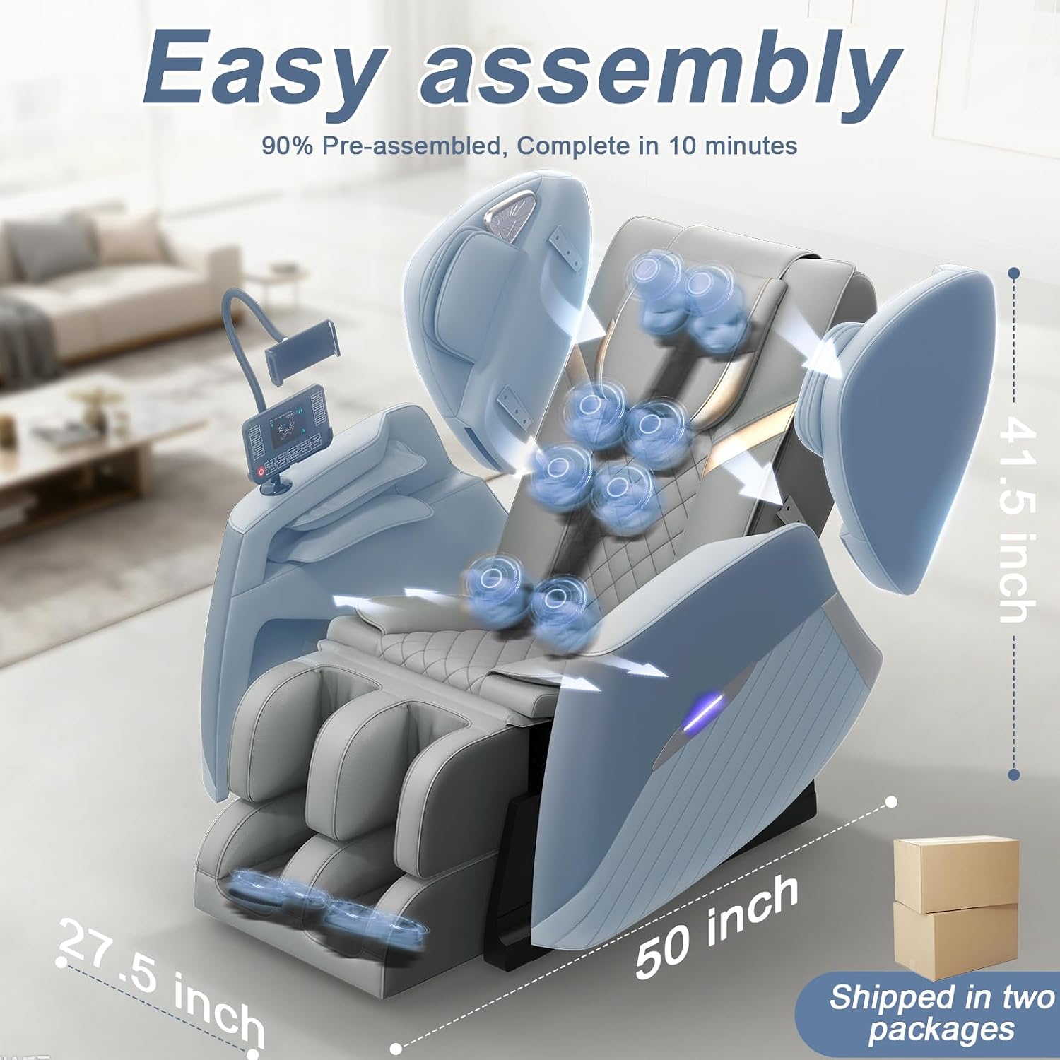 Massage Chair Full Body, Zero Gravity Massage Chair with 16 Fix Rollers, Auto Massage Program, Foot and Calf Massage, Recliner Chair with Heating, Touch Screen Controller, Bluetooth Speaker