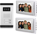 2 Units Apartment Video Intercom System, 7 Inch Monitor Wired Video Doorbell Door Phone Kits, Indoor Outdoor IR Camera, Monitoring, Unlock, 2 Way Intercom for Home Apartment