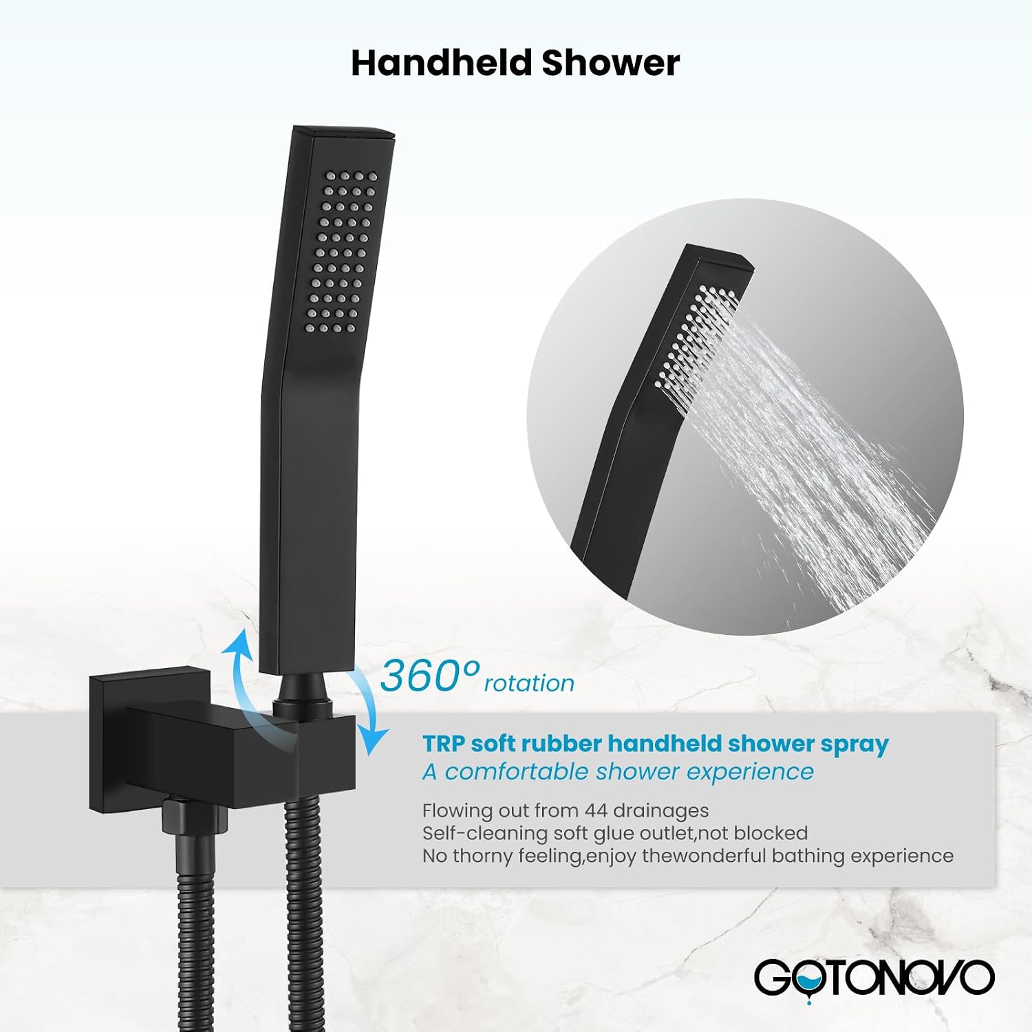 gotonovo Rainfall Bathroom Shower System Rain Shower Head and Handle Set Wall Mounted Shower Complete Combo Solid Brass Pressure Balancing Shower Mixer Valve 16 Inch Matte Black