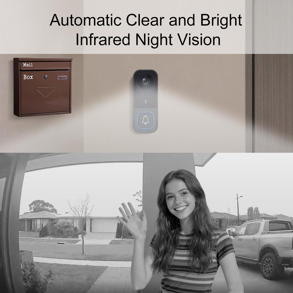 BOKKY Wireless HD Video Doorbell with 4.5'' Indoor Monitor, No WiFi or App Required, 2-Way Talk, Night Vision, Local SD Storage, Ideal for Seniors and Apartments