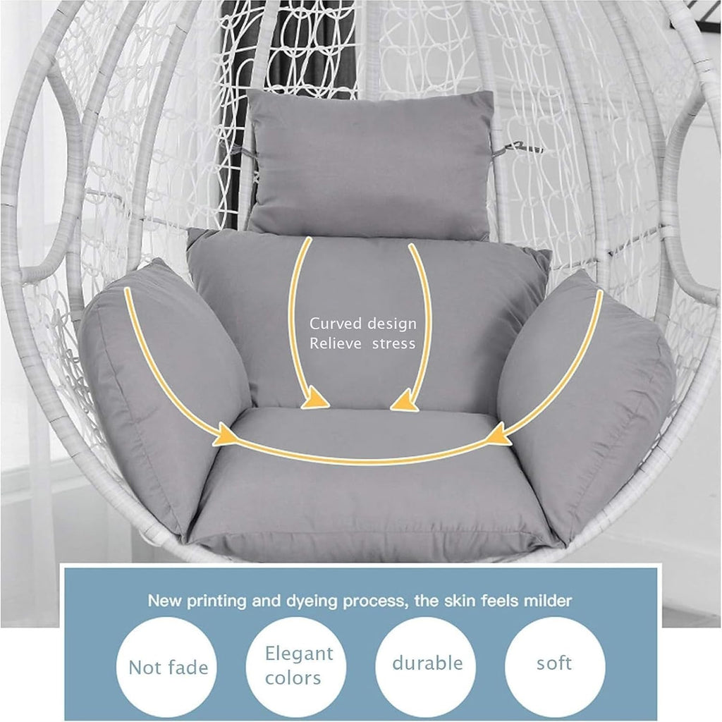 Swing Hanging Chair Cushion Egg Chair Cushion Thicken Hanging Basket Egg Chair Waterproof Heavy Duty Swing Chair Cover Seat Cushion for Garden Outdoor Indoor Patio(8,120CM)