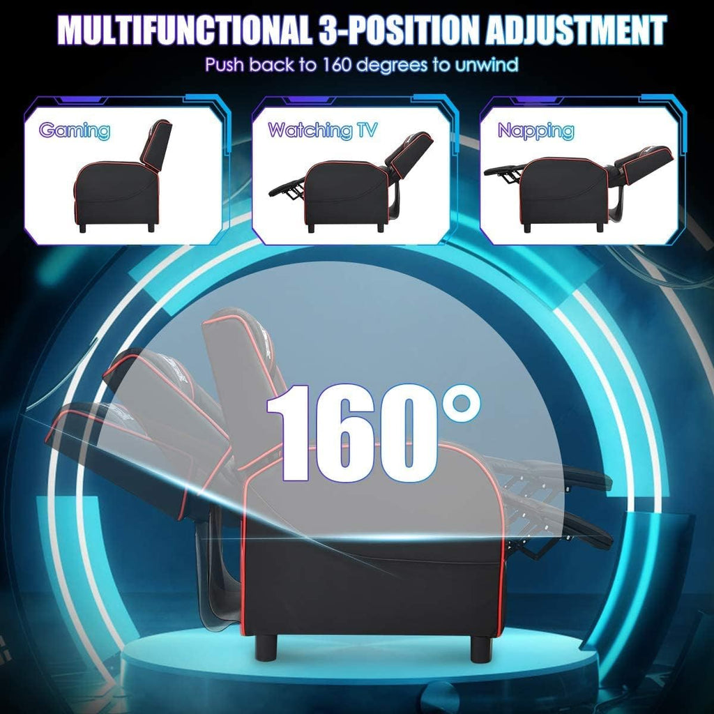 DORTALA Massage Gaming Chair for Adults, Adjustable Recliner Sofa w/Footrest and Massage Function, Adjustable Living Room Recliner, Home Theater Seating, PU Leather, 330LBS Weight Capacity, White