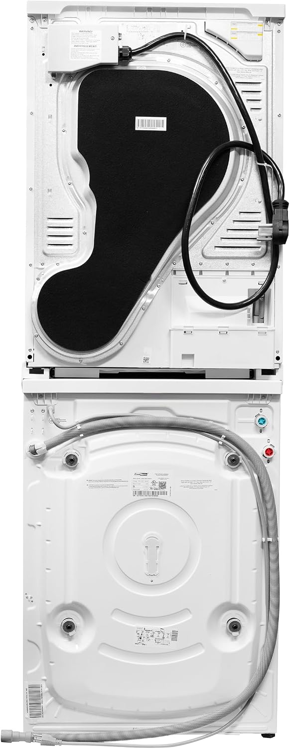 Conserv Front Load Washer & Condensing Dryer, 2.2 cu ft Washer (110V) + 4 cu ft Dryer (220/240V), ENERGY STAR, 15 Cycles, Stainless Steel Drum, LED Display, Compact Laundry Pair (White +Stacking Kit)