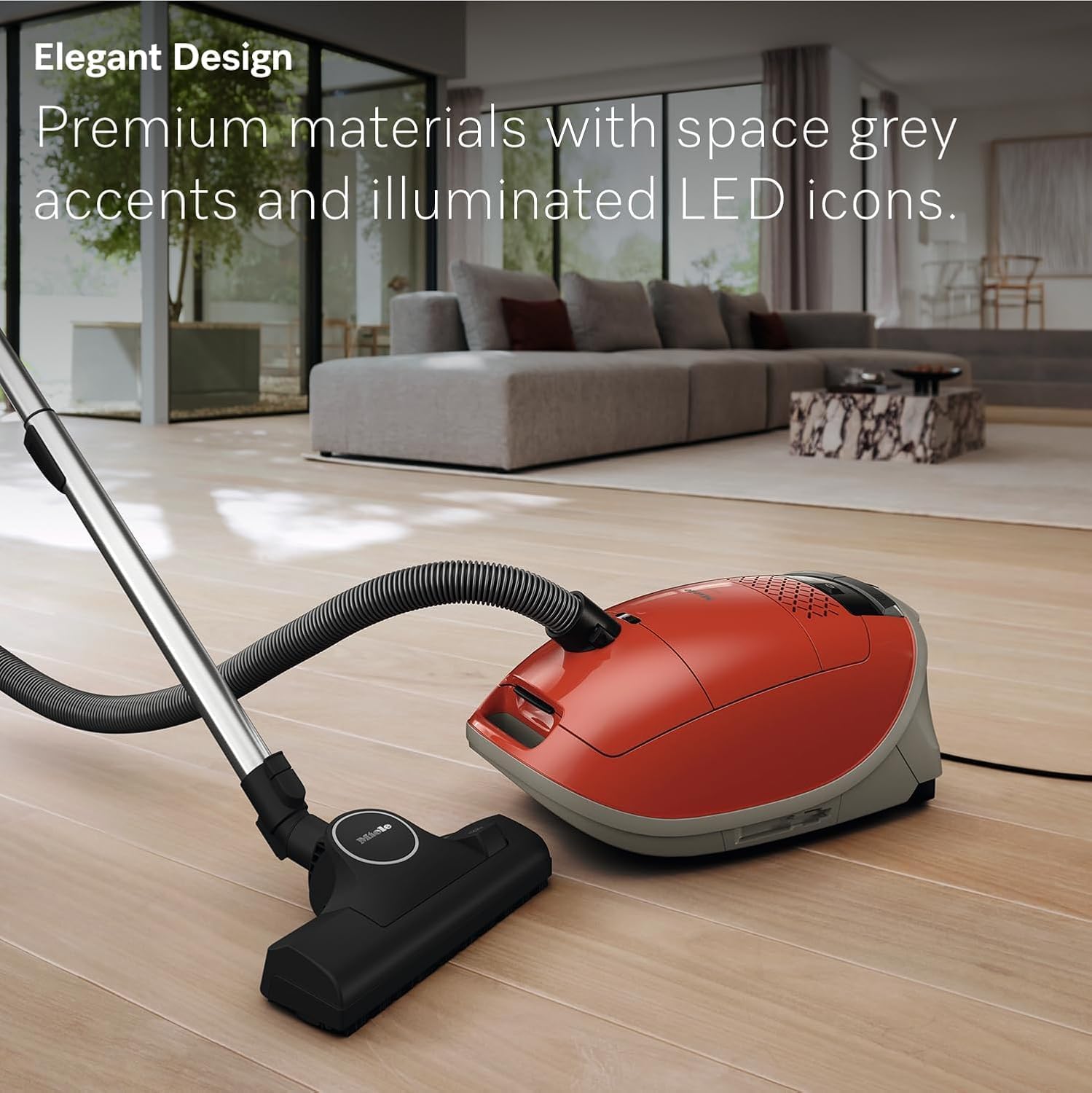 Miele Guard M1 Bagged Canister Vacuum Cleaner with AirClean Filter, AllTeQ Universal Floorhead, AllFloor Brush and LED Icons, Terra Red – 12704600