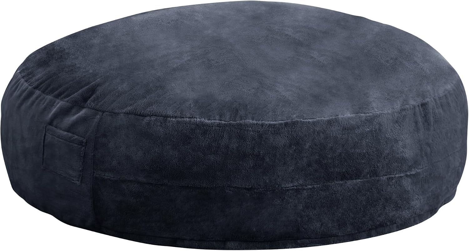 Hobestluk 6ft Bean Bag Chairs for Adults Large Beanbag Chair with Plush Faux Fur Cover Big Bean Bag Chair for Living Room Bedroom Dorm Office - Dark Grey (70' x 70' x 15')