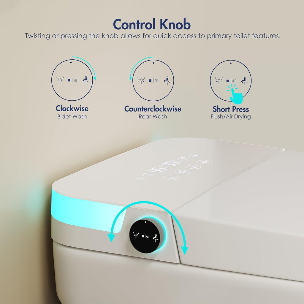 Smart Toilet, Eridanus One Piece Tankless Toilet with Bidet Built in, Foot-Sensor, Off-Seat Auto Flush, Adjustable Warm Water Sprayer, Air Dryer, Elongated Heated Seat, Power-Assisted Flush