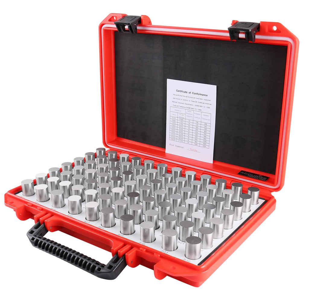 Accusize Industrial Tools 0.751''-0.832'', 82 Pcs Steel Plug Pin Gauge Set, Minus, Class Zz, M5(-)