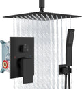 Aolemi Matte Black Ceiling Mount Rain Shower Head with Handheld Spray and High Pressure Faucet Set, Includes 16 Inch Shower Head and Trim Kit
